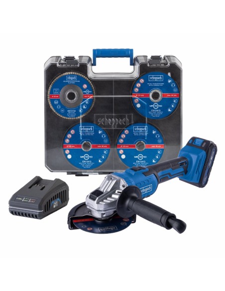 2 - Smerigliatrice angolare 20V ixes 125mm dischi e valigetta Scheppach c-atb15/1-x