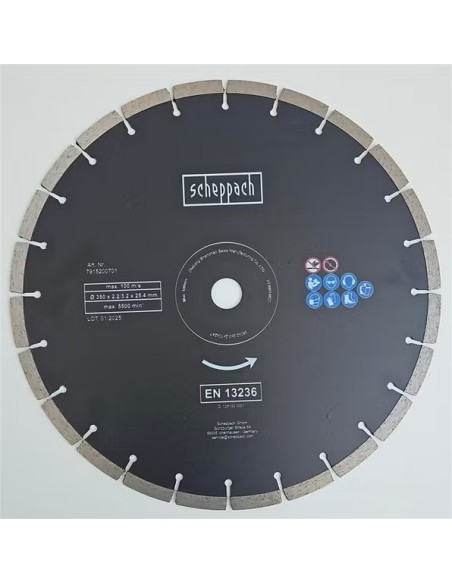 1 - Disco 350x3,2x2,2x25.4 mm per mototroncatrice per cemento pts400 Scheppach