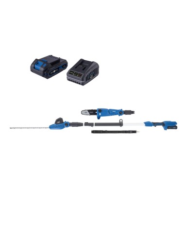 1 - Potatore Tagliasiepi Telescopico 2in1 Batteria 20V 2.0Ah Scheppach c-phts410-x