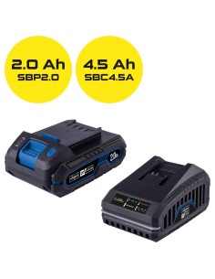 1 - Scheppach Kit Batteria SBSK2.0-F 20V 2Ah Caricatore 4.5A