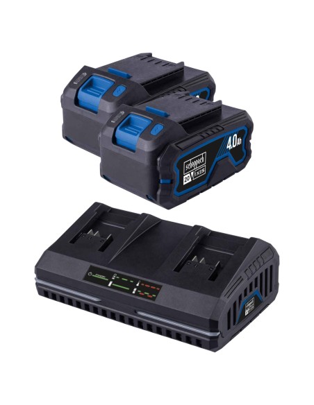 2 - Scheppach Kit Batterie SBSK4.0-TWIN 20V 2x4Ah Doppio Caricatore