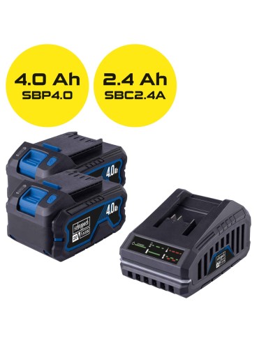 2 - Scheppach Kit Batterie SBSK4.0X2 20V 2x4Ah Caricatore 2.4A