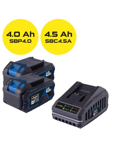 1 - Scheppach Kit Batterie SBSK4.0X2-F 20V 2x4Ah Caricatore 4.5A