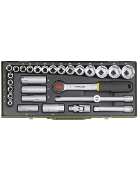 2 - Serie di chiavi a bussola da 1/2" e accessori 29 pz PROXXON 23000