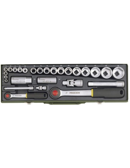 1 - Serie di chiavi a bussola da 1/4" e 1/2" con cricchetto 27 pz PROXXON 23020