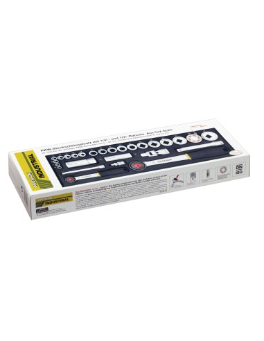2 - Serie di chiavi a bussola da 1/4" e 1/2" con cricchetto 27 pz PROXXON 23020