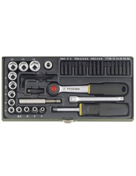 1 - Serie di chiavi a bussola 1/4" per avvitare con portainserti 39 pz PROXXON 23070