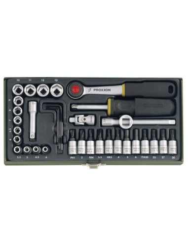 1 - Serie di chiavi a bussola con cricchetto da 1/4" 36 pz PROXXON 23080