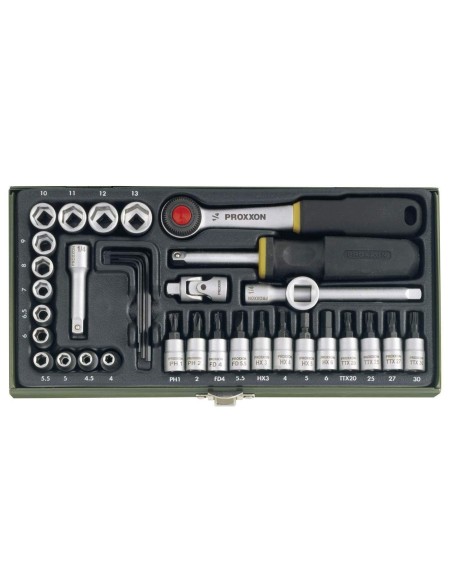 1 - Serie di chiavi a bussola con cricchetto da 1/4" 36 pz PROXXON 23080