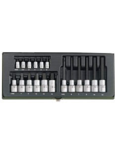 1 - Serie chiavi brugola esagonali lunghe e corte 1/2" 1/4" 18 pz PROXXON 23100