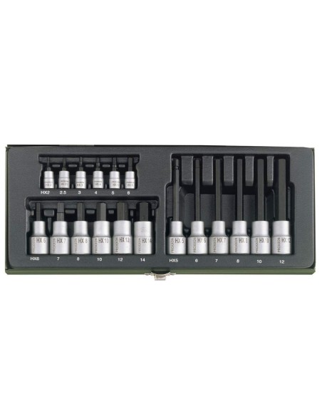 1 - Serie chiavi brugola esagonali lunghe e corte 1/2" 1/4" 18 pz PROXXON 23100
