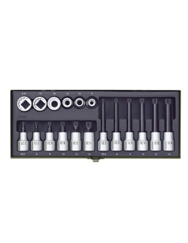 1 - Serie di bussole xzn multidente da 1/2" 18 pz PROXXON 23296