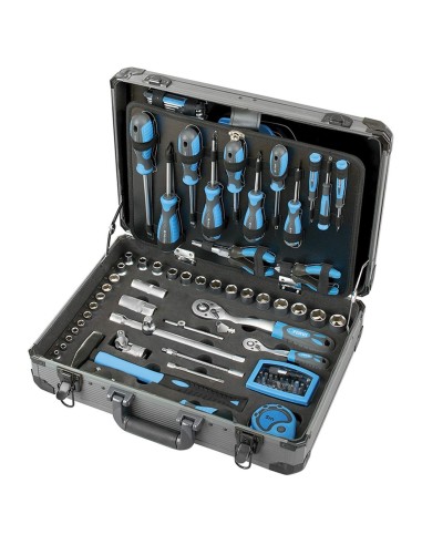 2 - Valigia cassetta set utensili attrezzi chiavi inserti 133 pezzi Fervi 0110