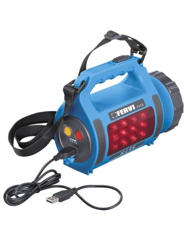 2 - Faro torcia multifunzione a led ricaricabile con usb Fervi 0123
