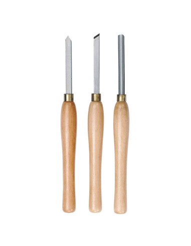 2 - Serie 3 pz sgorbie scalpelli 370 mm x tornio da legno falegname Fervi 0162