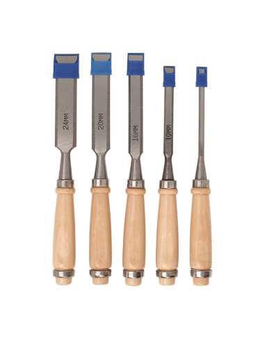 2 - Serie 5 pz scalpelli scalpello utensili da legno Fervi 0168