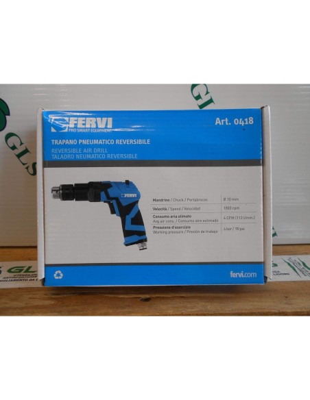8 - Trapano pneumatico reversibile aria compressa mandrino cremagliera Fervi 0418