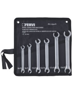 1 - Set 6 pz chiavi esagonali aperte per raccordi tubi freni 8 - 22 mm Fervi 0541s