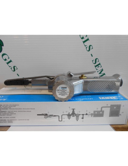 3 - Levigatrice pneumatica a nastro abrasivo 10x330 mm x compressore aria Fervi 0784