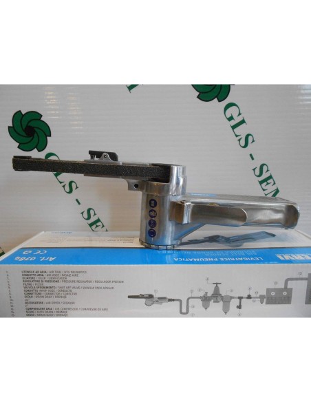6 - Levigatrice pneumatica a nastro abrasivo 10x330 mm x compressore aria Fervi 0784