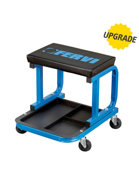 1 - Sgabello carrello ruote ripiano portautensili officina auto moto Fervi 0645/s