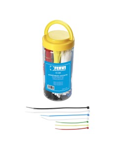 1 - Serie set kit assortimento 650 fascette in plastica colorate in box Fervi 0876