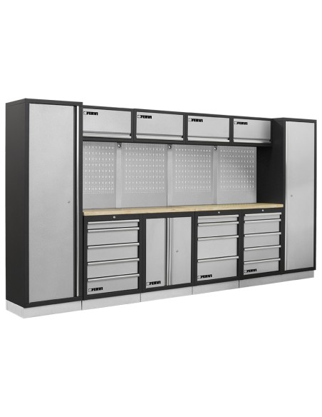 1 - Arredamento modulare officina mobili banchi armadi cassettiere Fervi a007a