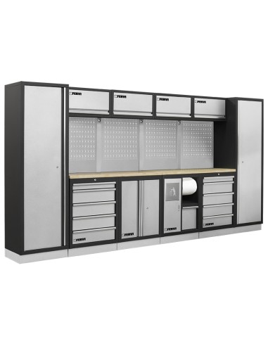 1 - Arredamento modulare officina mobili banchi armadi cassettiere Fervi a007b
