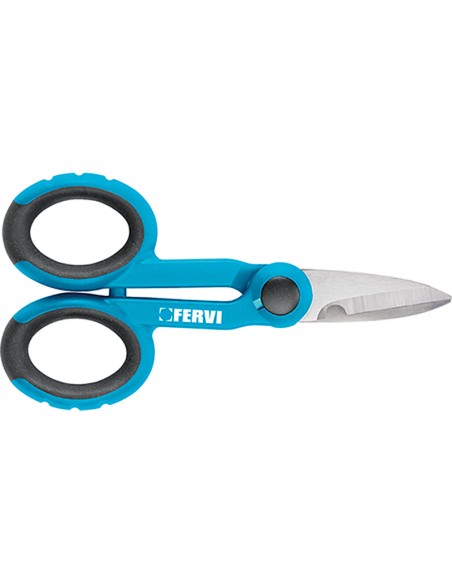 1 - Forbice forbici per elettricista taglio spella filo cavo lama inox Fervi 0672/b