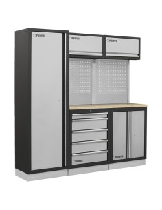1 - Arredamento modulare officina mobili banchi armadi cassettiere Fervi a007c