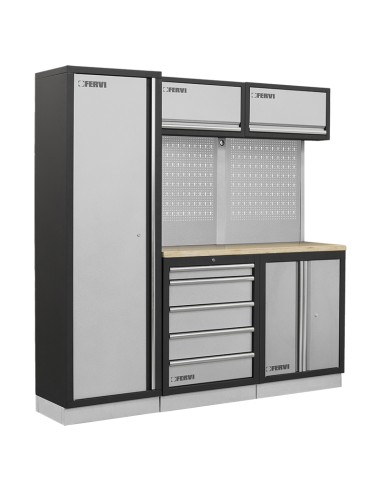 1 - Arredamento modulare officina mobili banchi armadi cassettiere Fervi a007c