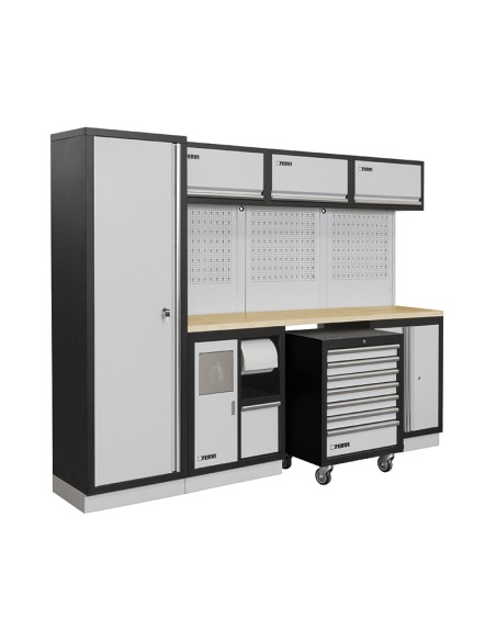 1 - Arredamento modulare officina mobili banchi armadi cassettiere Fervi a007e