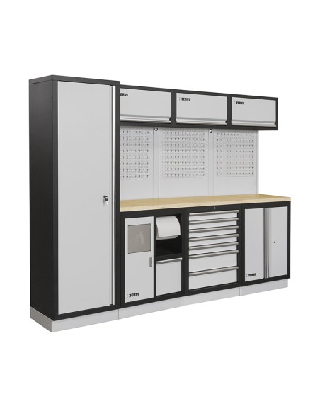 1 - Arredamento modulare officina mobili banchi armadi cassettiere Fervi a007g