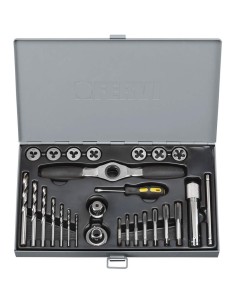 1 - Set maschii e filiere m3-m12 in acciaio al tungsteno 27 pz Fervi m029