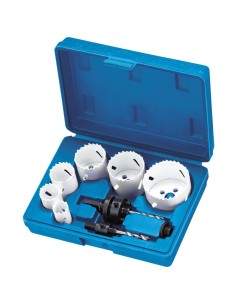 1 - Kit seghe a tazza elettricista in valigetta 9 pz per trapano Fervi 0712/002