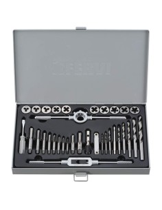 1 - Set maschi e filiere m3-m12 in lega di acciaio con punte 34 pz Fervi m036