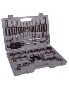1 - Set maschi e filiere in acciaio al tungsteno 45 pz valigia m6-m24 Fervi m100