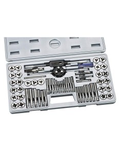 1 - Set maschi e filiere 60 pz in acciaio legato metrici unc unf Fervi m101