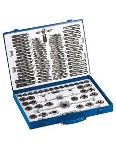 1 - Set maschi e filiere in acciaio al tungsteno 110 pz valigia m2-m18 Fervi m218