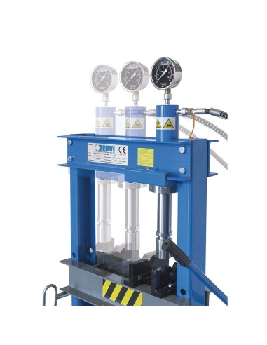 2 - Pressa manuale idraulica pistone 20 t pistone con manometro Fervi p001/20