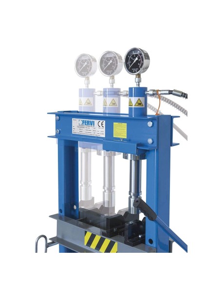 2 - Pressa manuale idraulica pistone 20 t pistone con manometro Fervi p001/20