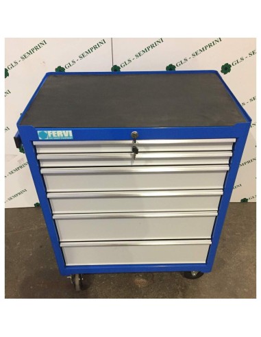 2 - Carrello cassettiera porta utensili attrezzi officina Fervi c900/b