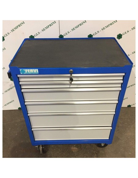 2 - Carrello cassettiera porta utensili attrezzi officina Fervi c900/b
