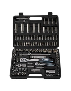 1 - Serie di chiavi a bussola da 1/4" e 1/2" e accessori 108 pz Fervi s108