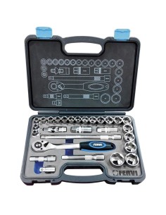 1 - Serie cassetta di chiavi a bussola da 1/2" e accessori 28 pz Fervi s328