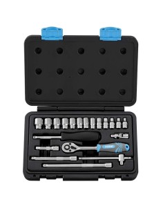 1 - Serie chiavi bussole esagonali a pollice da 1/4" con accessori 20 pz Fervi s520