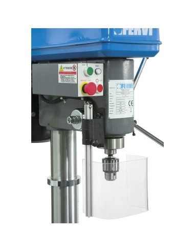 2 - Trapano a colonna da ferro trifase trasmissione a cinghia 400v 1,5 kw Fervi t032