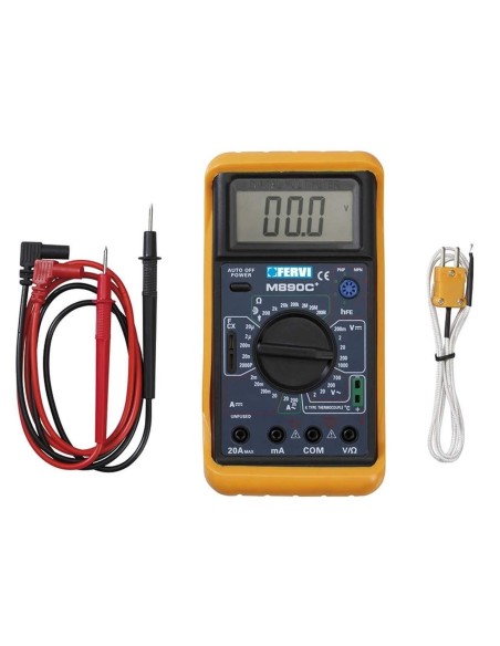 1 - Multimetro tester digitale professionale ac dc sonda temperatura Fervi t050