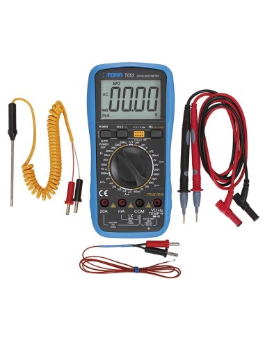 1 - Multimetro tester digitale ac dc sonda temperatura professionale Fervi t053