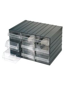 1 - Cassettiera portaminuteria con 9 cassetti estraibili trasparenti Fervi c080/9